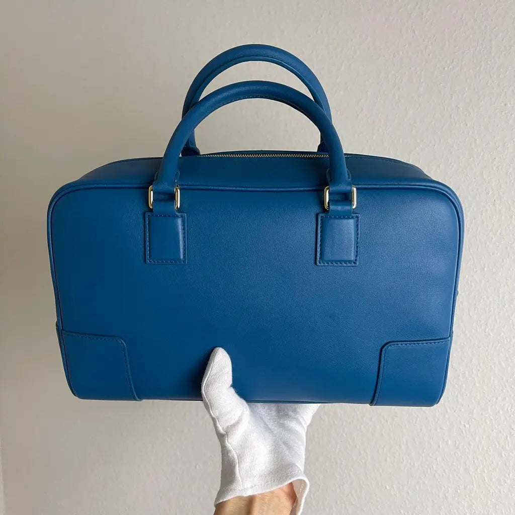 Loewe Calfskin Amazona 28 bag in Lagoon blue color.