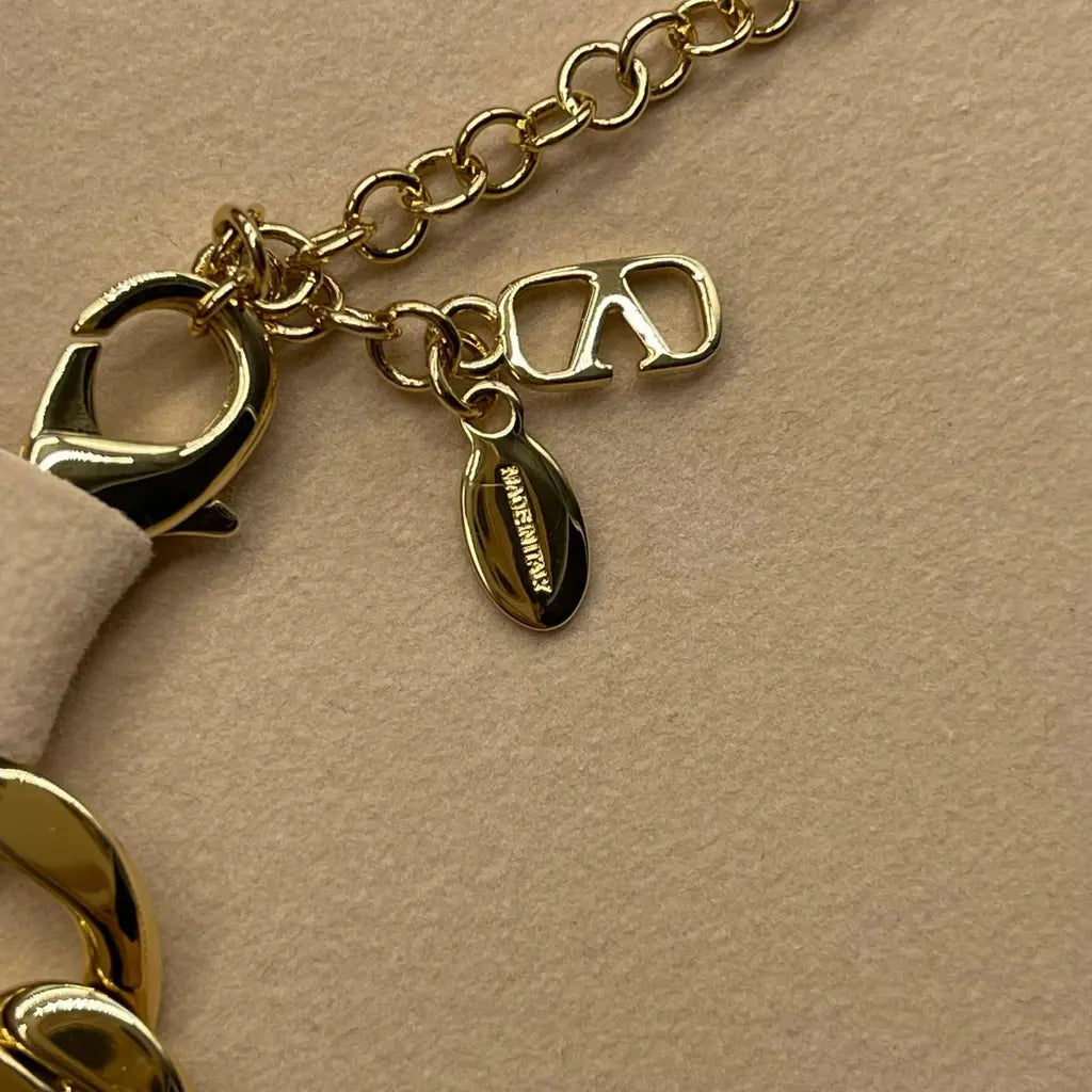 Valentino V logo Chain Metal and Swarovski Crystal Necklace