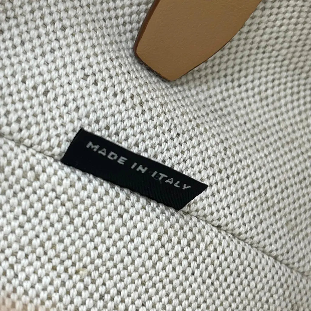 Prada Natural Linen Blend And Leather Buckle Bag