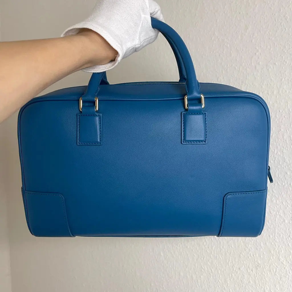 Loewe Calfskin Amazona 28 bag in Lagoon blue color.