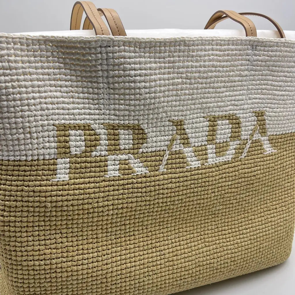 Prada Rafia +Vitello Tote Bag