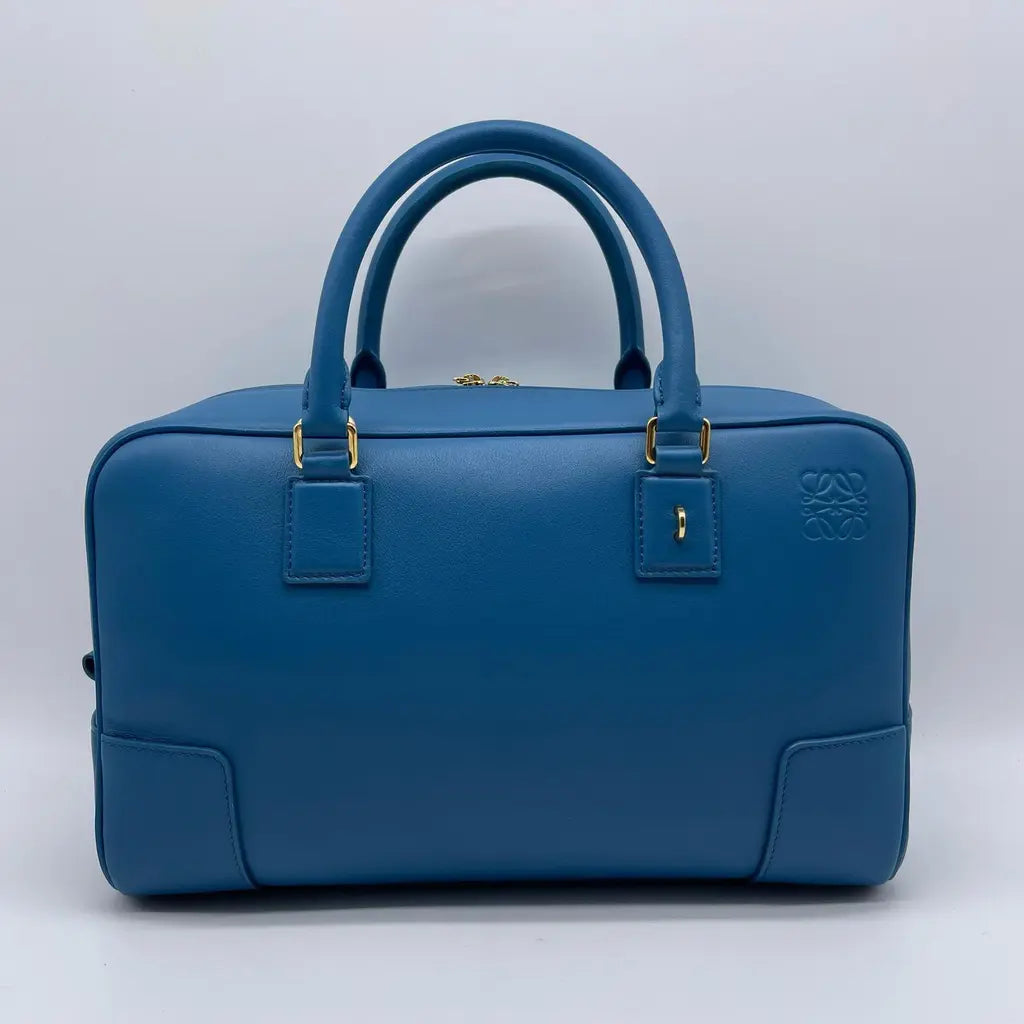 Loewe Calfskin Amazona 28 bag in Lagoon blue color.