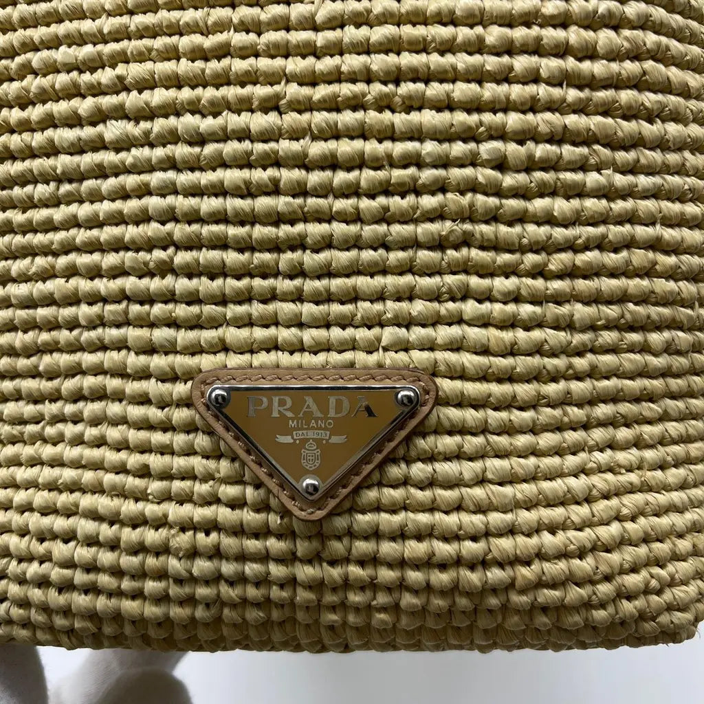 Prada Rafia +Vitello Tote Bag