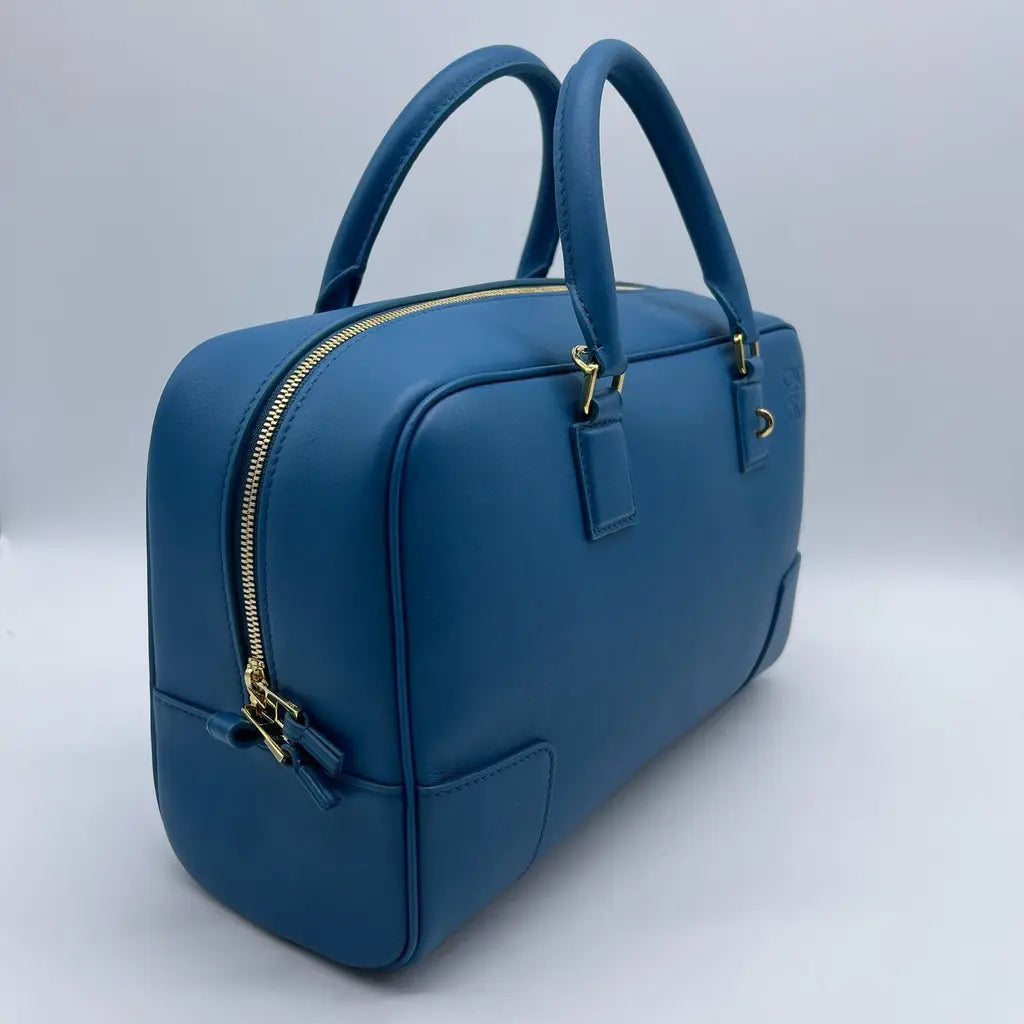Loewe Calfskin Amazona 28 bag in Lagoon blue color.