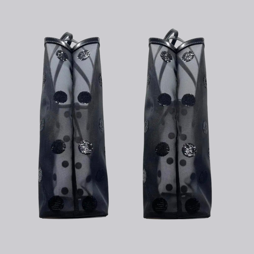 Prada Polka Dot Mesh Rete Ricamo Tote Bag