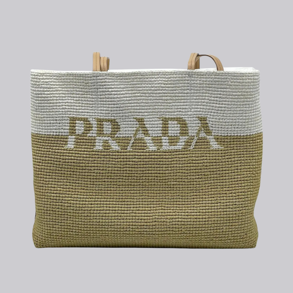 Prada Rafia +Vitello Tote Bag