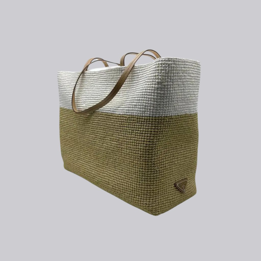 Prada Rafia +Vitello Tote Bag