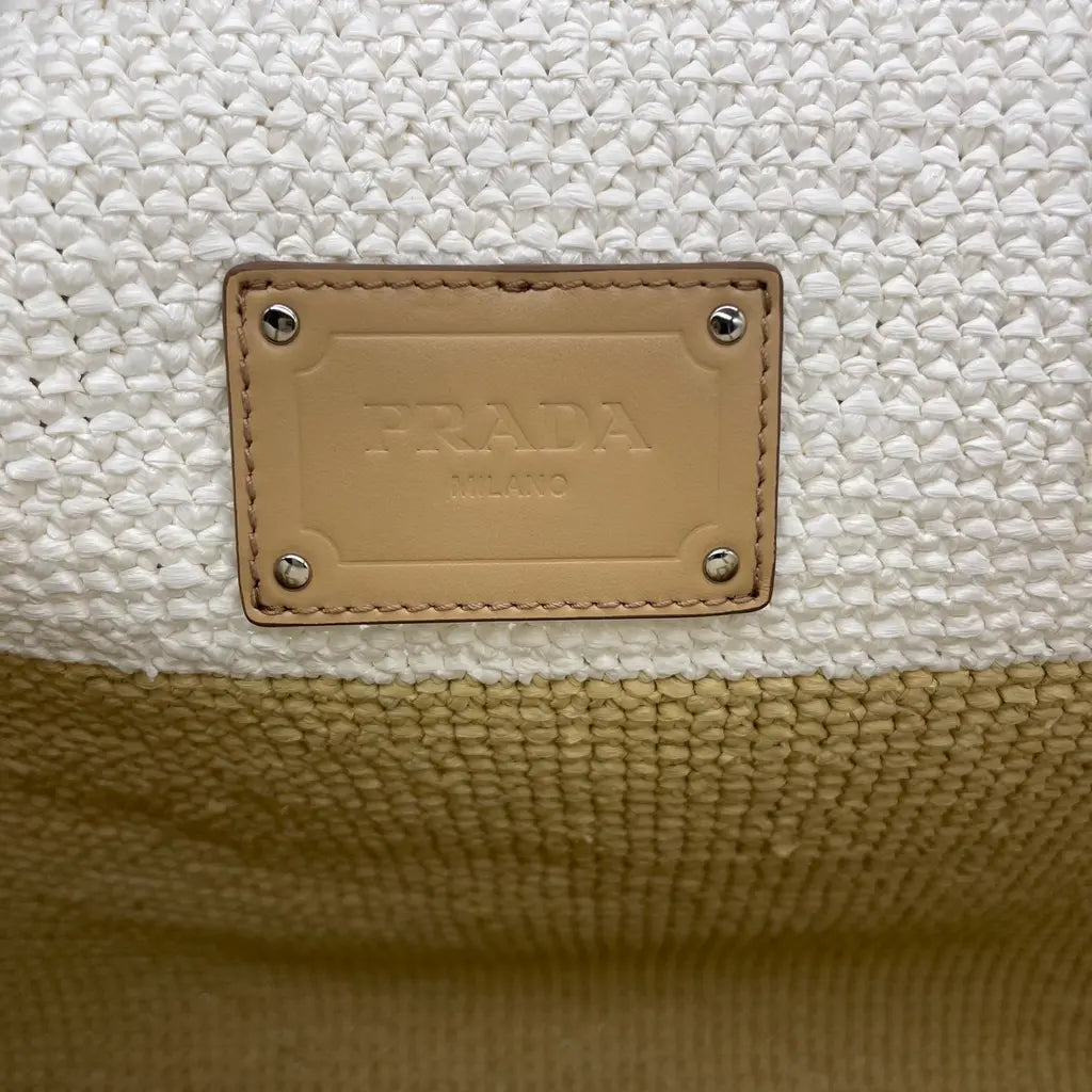 Prada Rafia +Vitello Tote Bag
