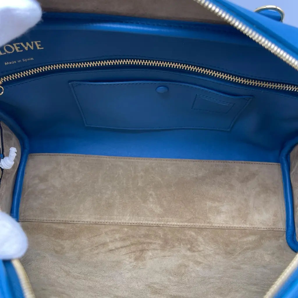 Loewe Calfskin Amazona 28 bag in Lagoon blue color.