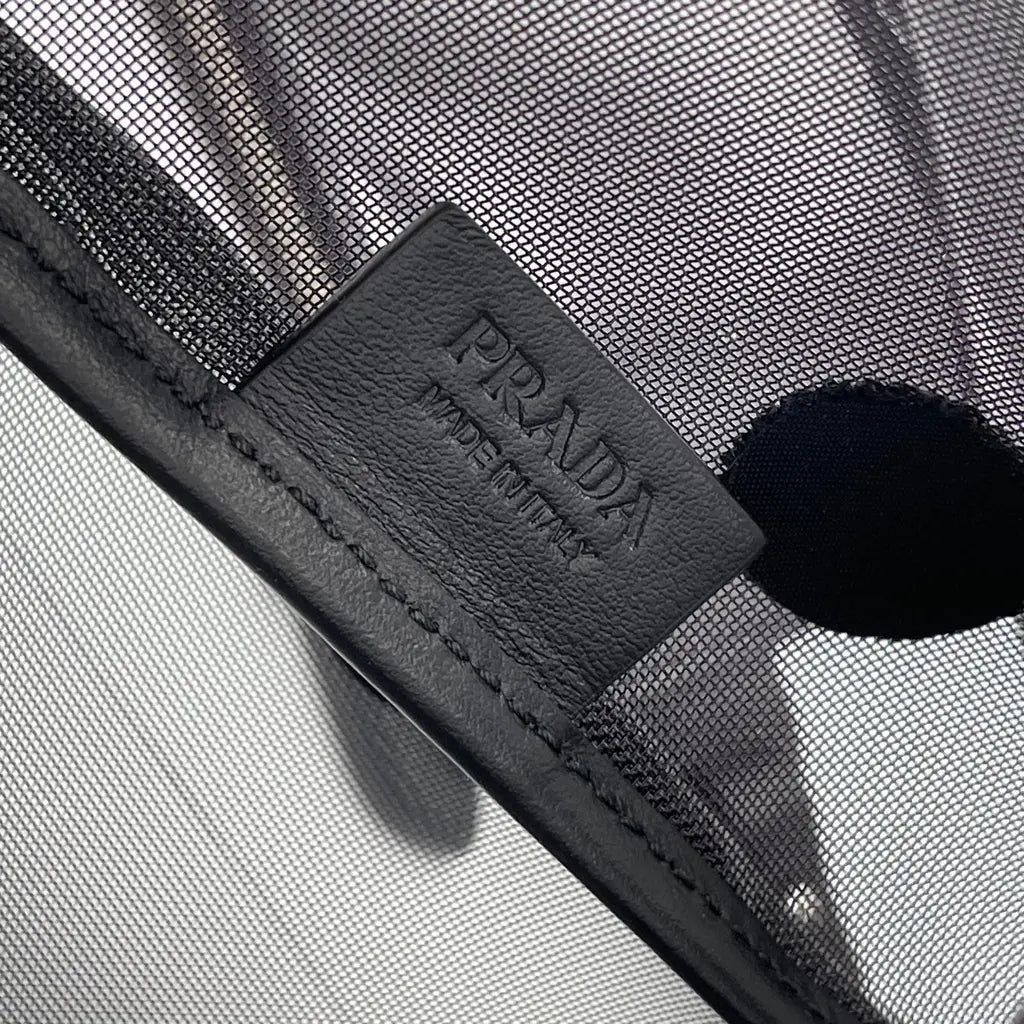 Prada Polka Dot Mesh Rete Ricamo Tote Bag