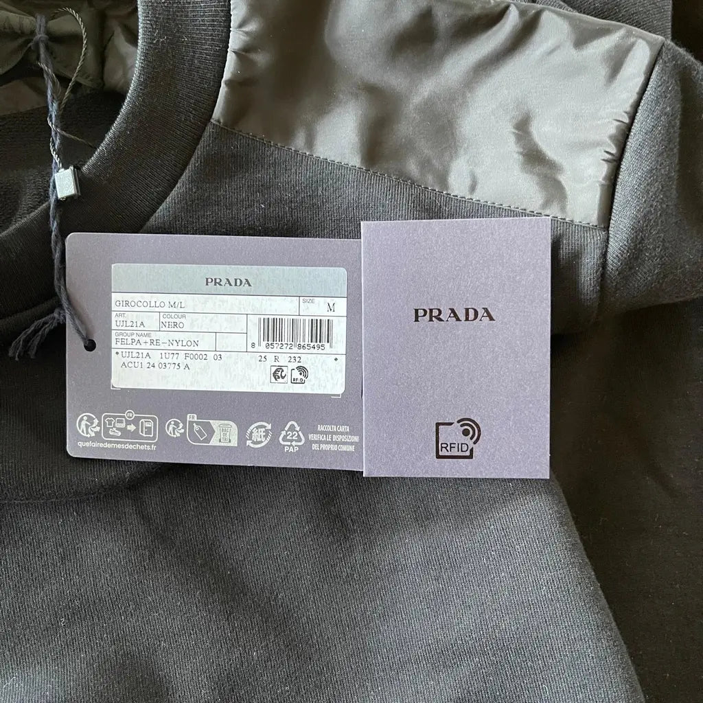 Prada Male Felpa + Re-nylon Sweatshirt Size: M